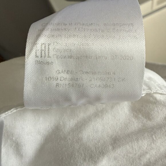 SOLD Cotton Poplin Cropped Blouse White High Neck Ruffle Peasant Coquette 42 - Picture 10 of 12